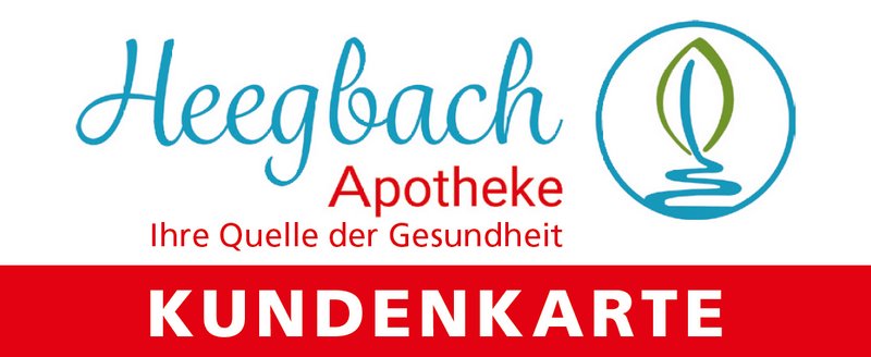 Kundenkarte der Heegbach Apotheke mit Logo und rotem Schriftzug Kundenkarte